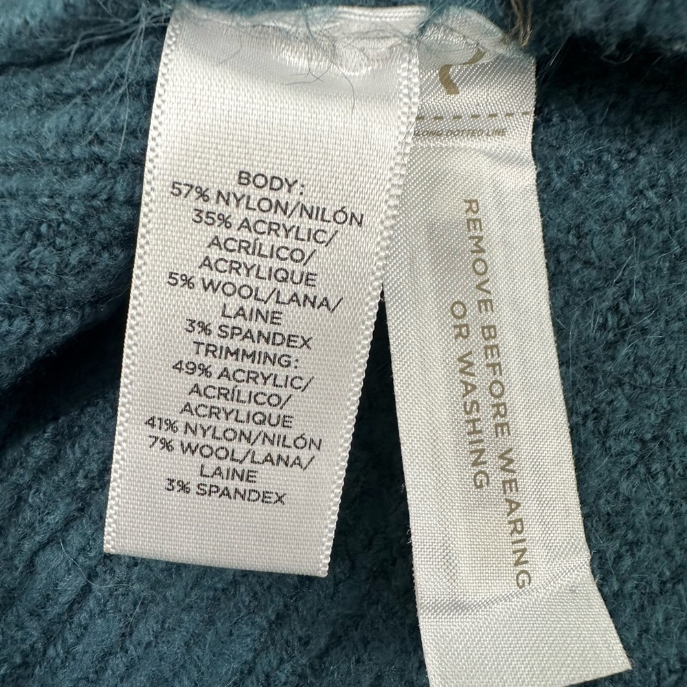 Lou & Grey Teal Fuzzy Eyelash Knit Sweater Soft Crew Neck Cozy Pullover M - Picture 7 of 8